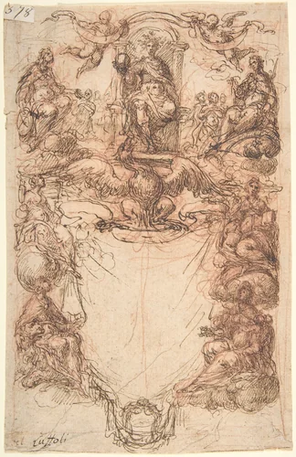 Design for a Title Page by Giovanni Maria Luffoli, drawing, 1665-1707