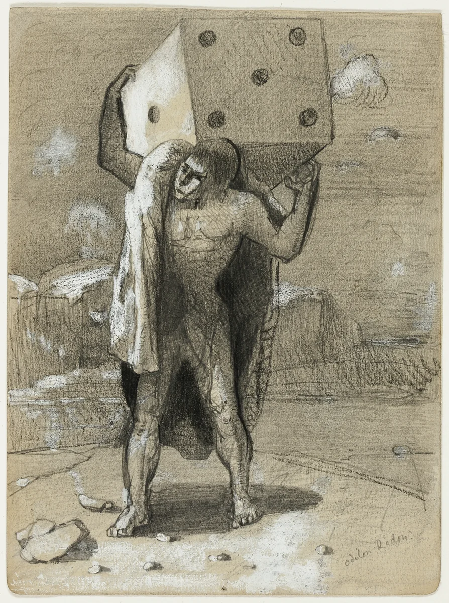 The Die, also called the Weight of Passions by Odilon Redon, drawing, 1867-1877