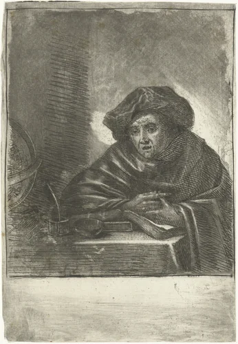 Geleerde in zijn werkkamer by Louis Bernard Coclers, print, 1756-1817