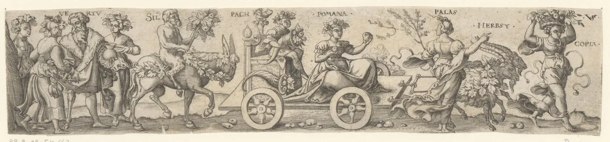Triomftocht van de herfst by Unknown, print, 1524-1562