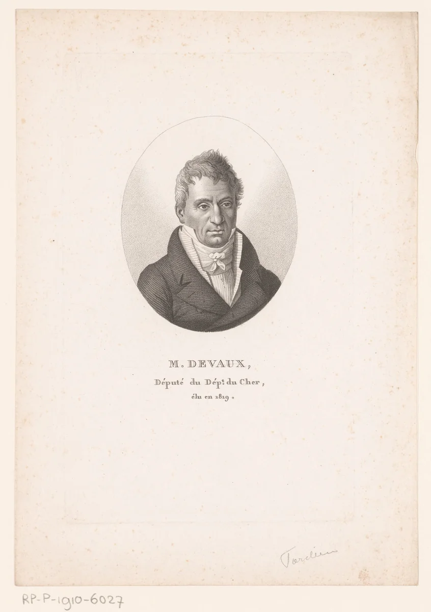 Portret van Augustin Devaux by Ambroise Tardieu, print, 1820-1821