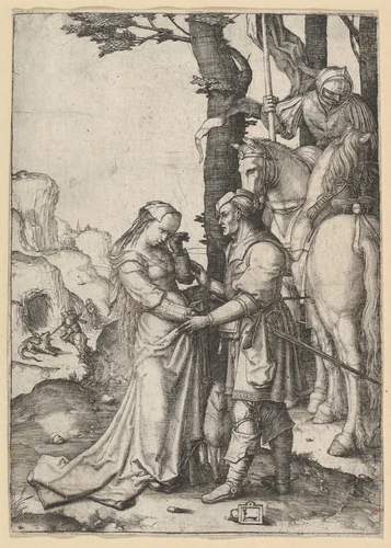 St. George Liberating the Princess by Lucas van Leyden, print, 1503-1513