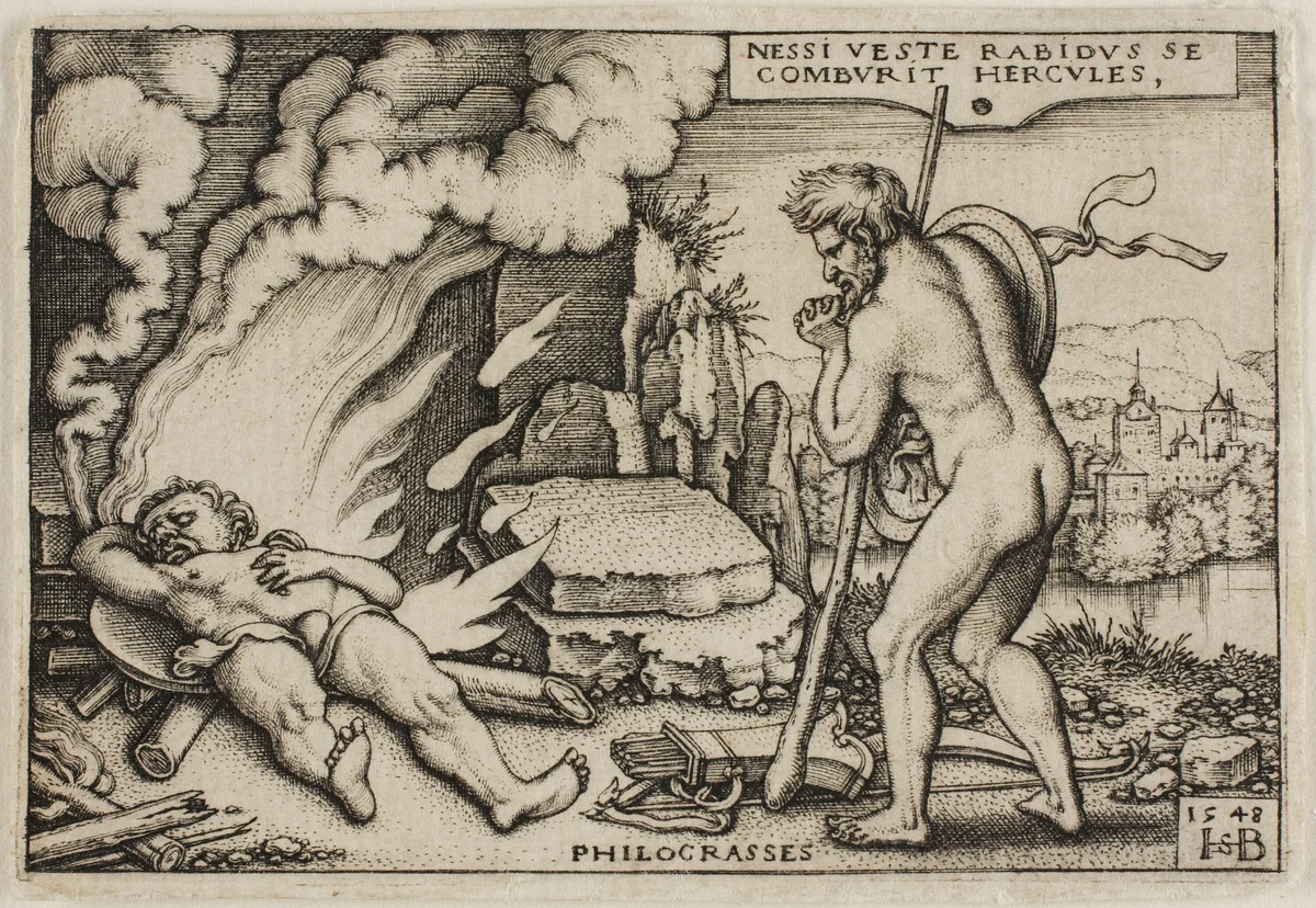The Death of Hercules, from The Labors of Hercules by Sebald Beham, print, 1548