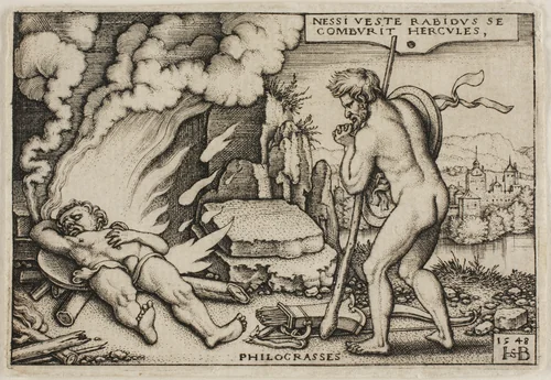 The Death of Hercules, from The Labors of Hercules by Sebald Beham, print, 1548
