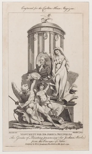 Monument for Sir Joshua Reynolds, from "Carlton House Magazine" by John Saunders, print, 1792