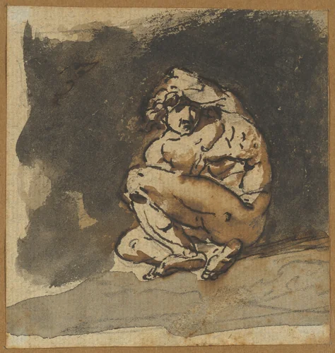 Study of a Male Nude (Althaemenes) Trying to Hide Himself by Nicolai Abraham Abildgaard, drawing, 1763-1809