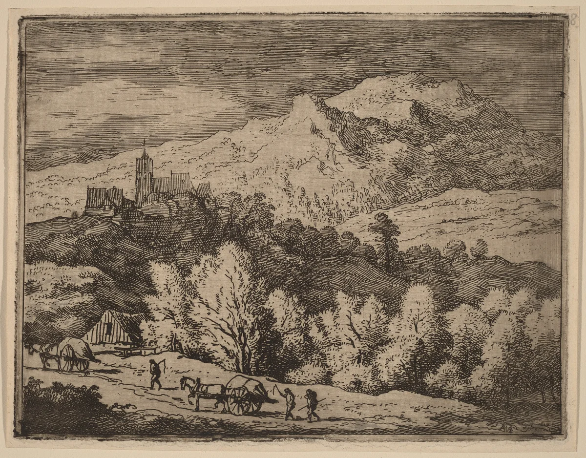 Two Carts by Allart van Everdingen, print, 1645-1656