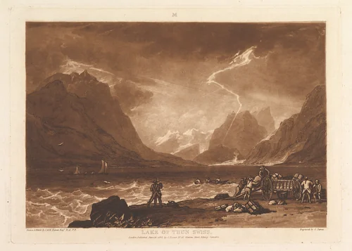 Lake of Thun, Swiss (Liber Studiorum, part III, plate 15) by Joseph Turner, print, 1808