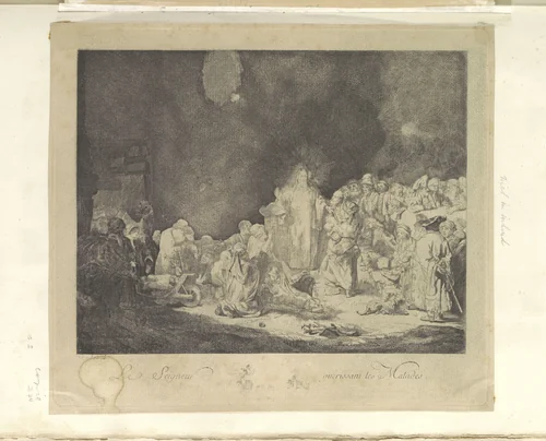 Predikende Christus (De Honderdguldenprent) by Jacques-Philippe Le Bas, book, 1717-1783