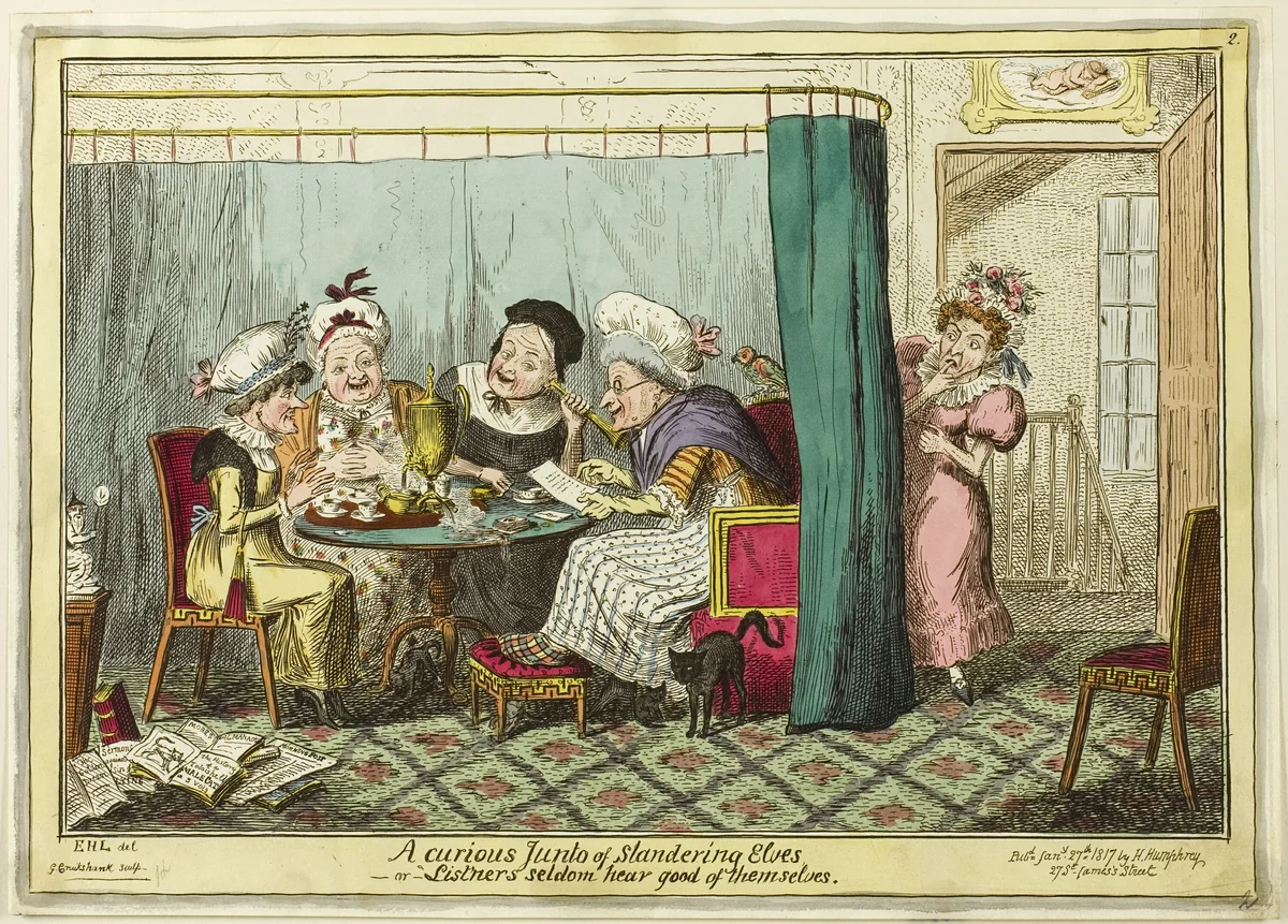 A Curious Junto of Slandering Elves by George Cruikshank, print, 1817