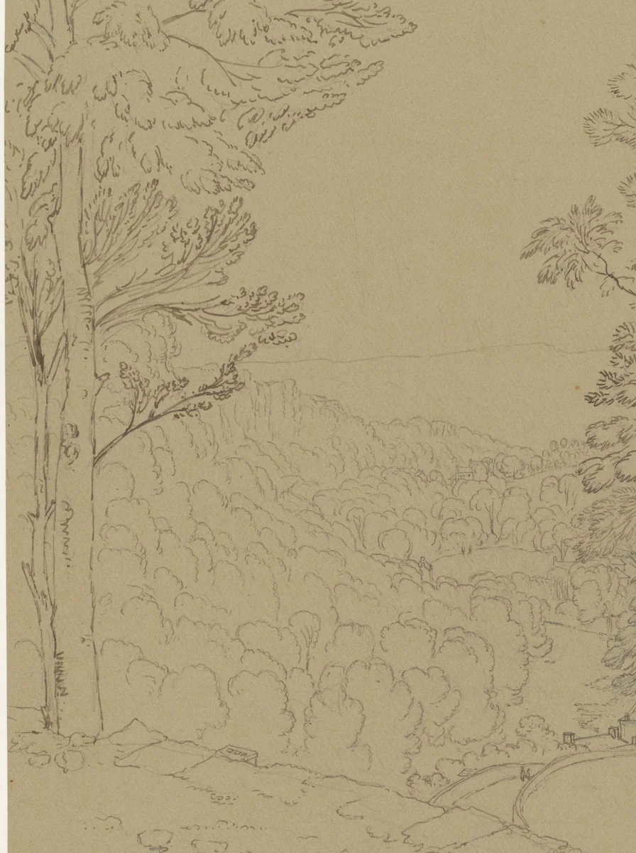 Landschap te Matlock in Derbyshire by William Turner, drawing, 1818