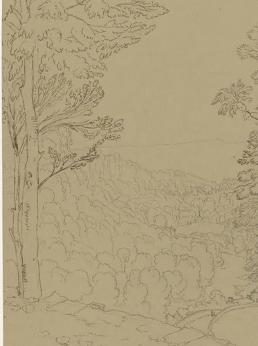 Landschap te Matlock in Derbyshire by William Turner, drawing, 1818