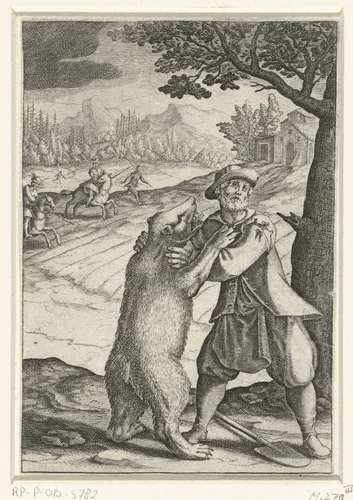 Het wonder van Spadino en de beer by Jacques Callot, print, 1614