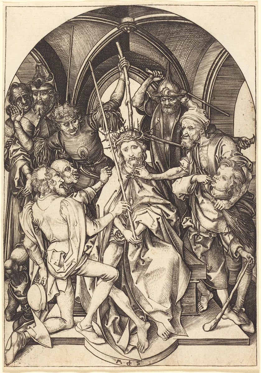 Christ Crowned with Thorns by Martin Schongauer, print, 1480