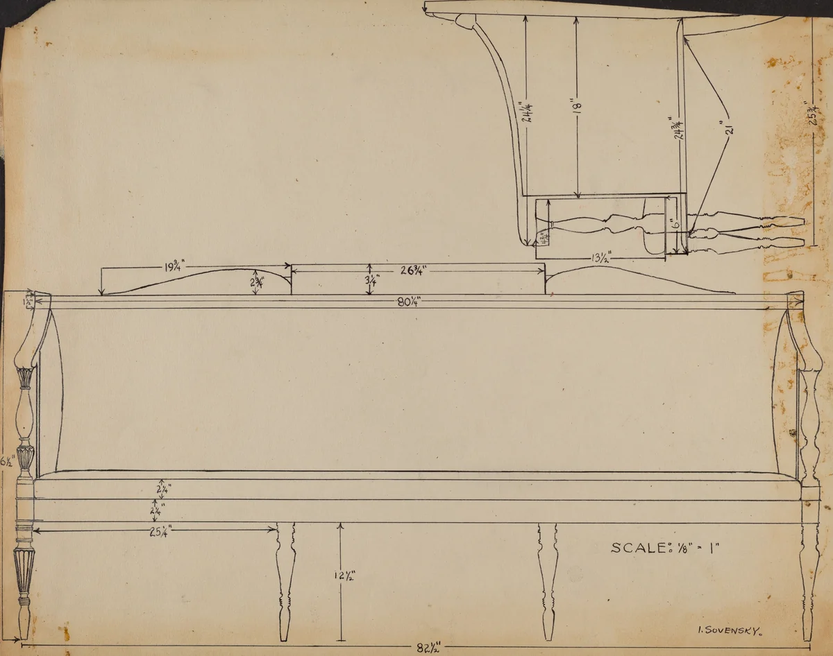 Sofa by Isidore Sovensky, index of american design, 1936