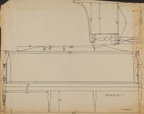 Sofa by Isidore Sovensky, index of american design, 1936
