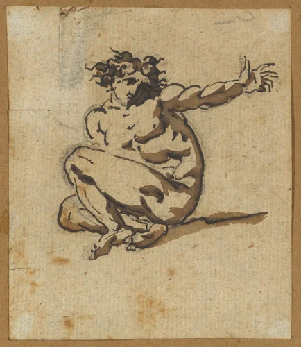 Study of a Male Nude (Althaemenes) in Despair by Nicolai Abraham Abildgaard, drawing, 1763-1809