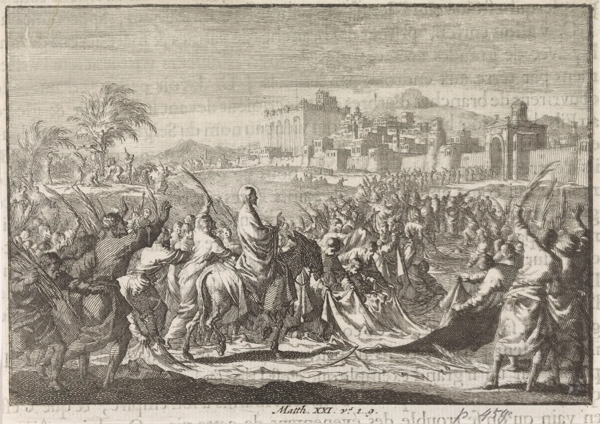 Intocht in Jeruzalem by Jan Luyken, print, 1703-1762