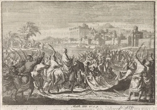 Intocht in Jeruzalem by Jan Luyken, print, 1703-1762