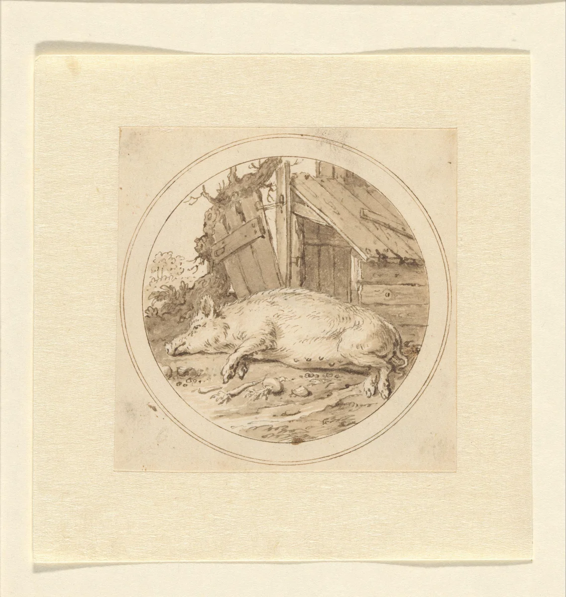 Het Zwijn by Arnold Houbraken, drawing, 1670-1719