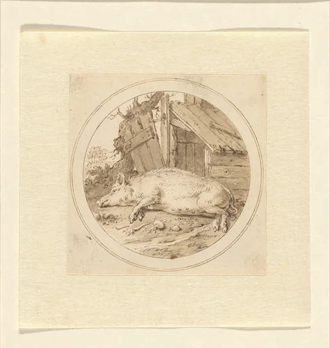 Het Zwijn by Arnold Houbraken, drawing, 1670-1719