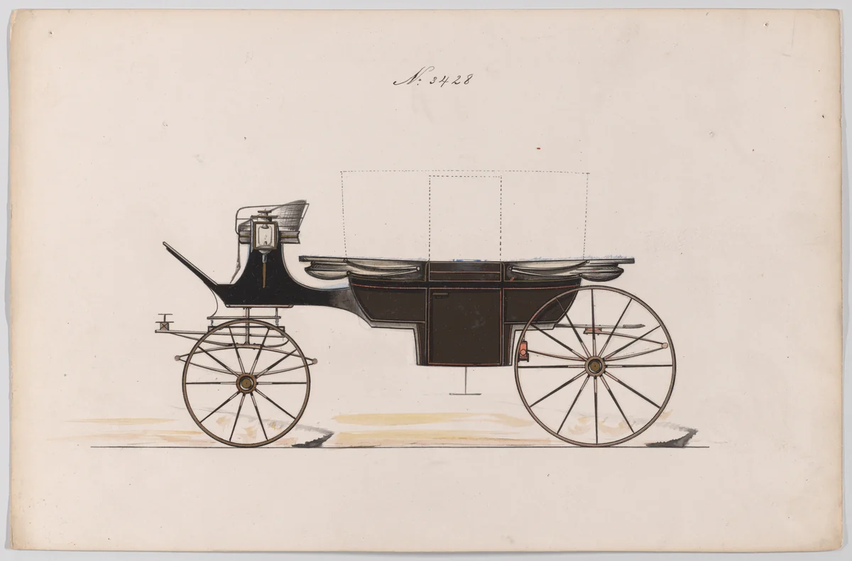 Design for Landau, No. 3428 by Brewster & Co., drawing, 1878