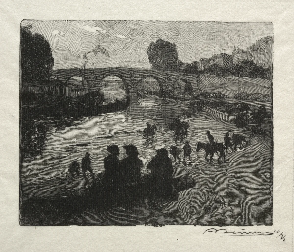 L'Abreuvoir du Pont Marie by Auguste Louis Lepère, print, 1890