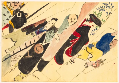 Flowers of a Hundred Worlds (Momoyogusa): Otsu-e (Otsu-e) by Kamisaka Sekka, drawing, 1909