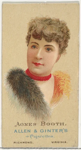 Agnes Booth, from World's Beauties, Series 2 (N27) for Allen & Ginter Cigarettes by Allen & Ginter, print, 1888