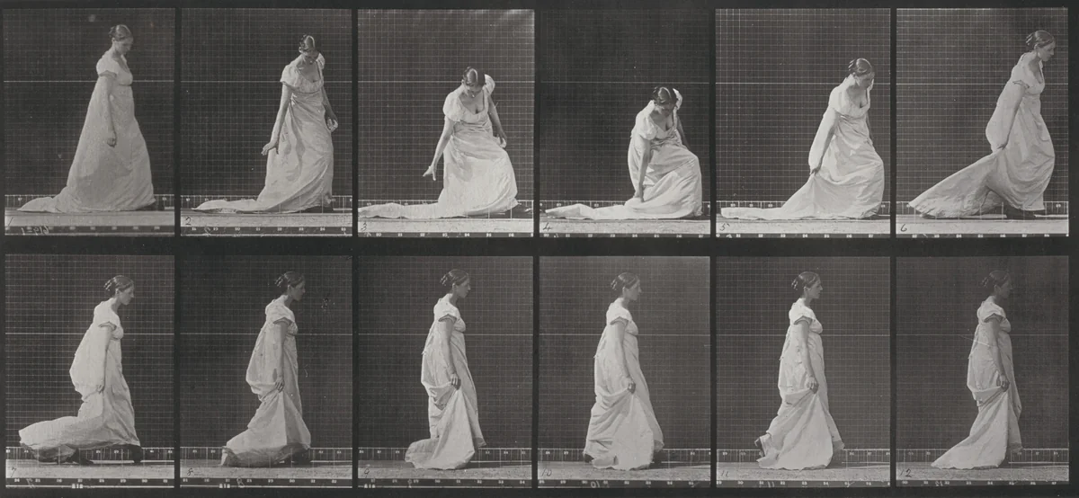Plate Number 207. Stooping and lifting train by Eadweard Muybridge, photograph, 1887
