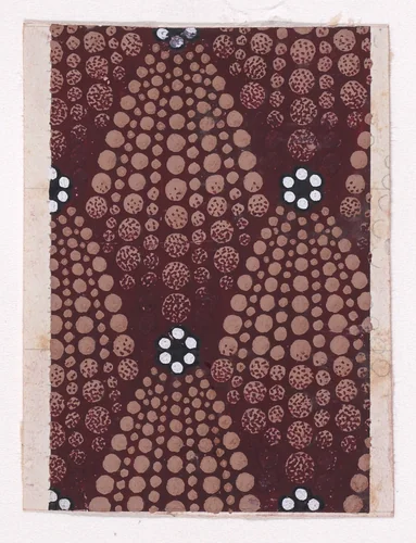 Textile Design with Alternating Rosettes of Pearls Flanked with Abstract Palmettes of Dots by anonymous, drawing, 1840