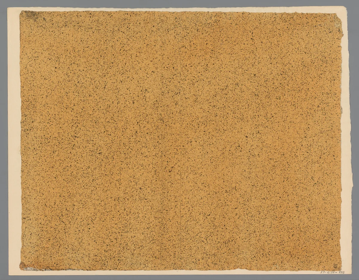 Zwart gespikkeld geelbruin papier by anonymous, other, 1750-1900