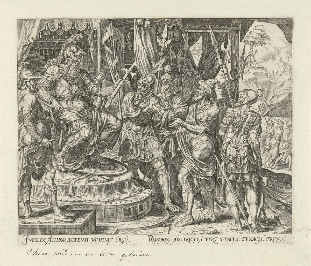 Achior voor Holofernes by Unknown, print, 1564