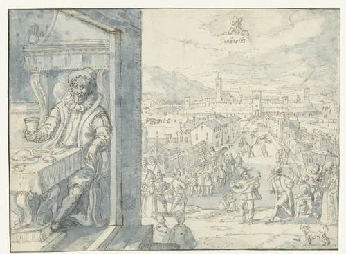 Januari by Joos de Momper, drawing, 1590-1610