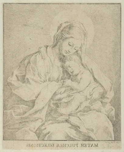 The Virgin holding the infant Christ, after Reni by Johann Christoph Winkler, print, 1715-1775