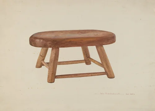 Pennsylvania Dutch Bed Stool by John Swientochowski, index of american design, 1935-1942