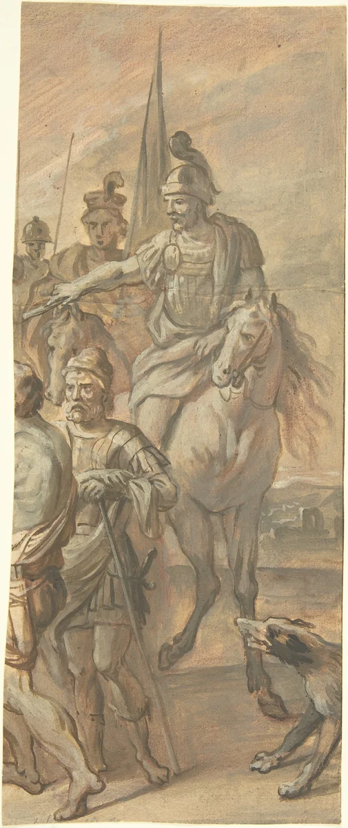 Scene from the Life of Saint Bartholomew (fragment) by Erasmus Quellinus, drawing, 1620-1678