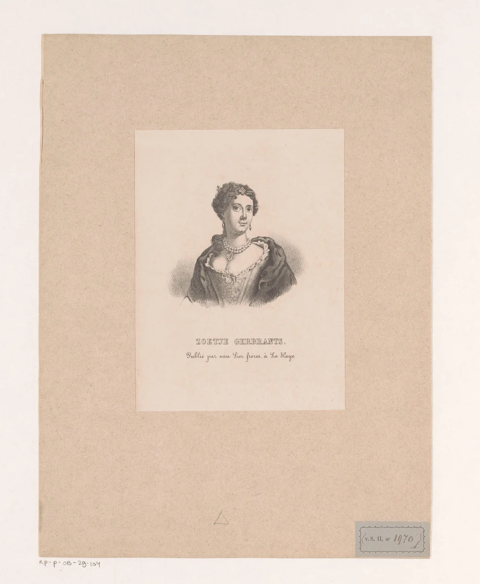 Portret van literair personage Zoetje Gerbrants by anonymous, print, 1840-1850