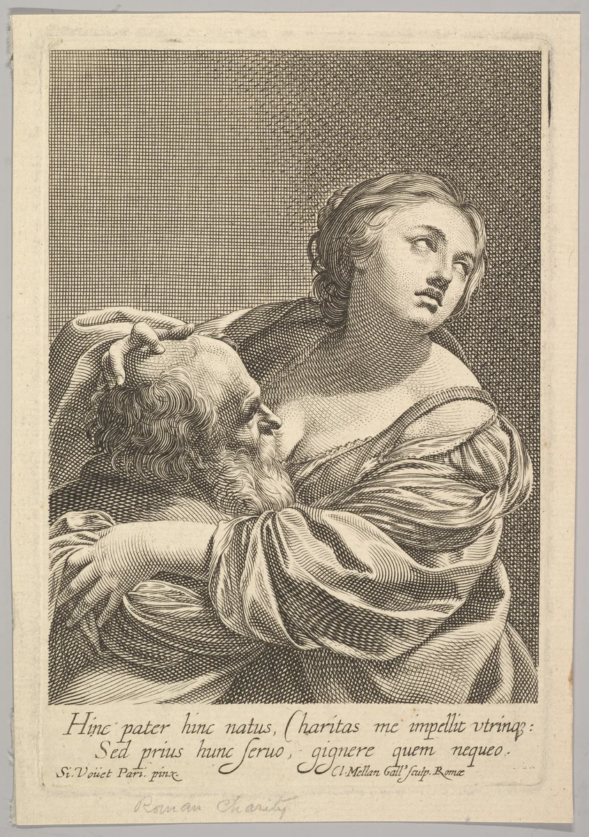 Roman Charity (La Charité Romaine) by Claude Mellan, print, 1600-1688