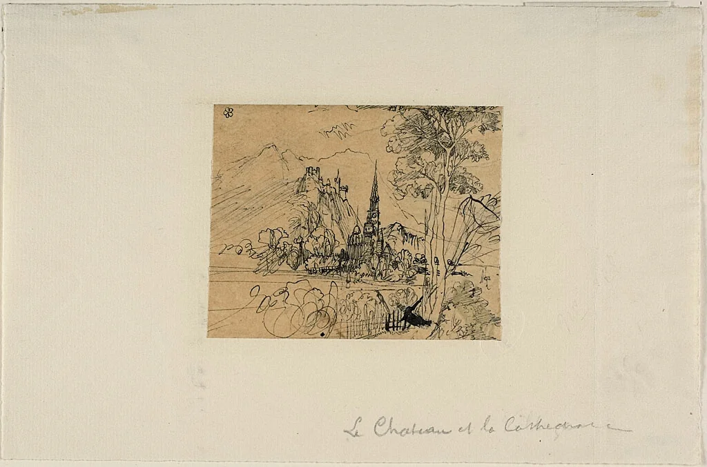 The Château and the Cathedral by Rodolphe Bresdin, drawing, 1845-1885
