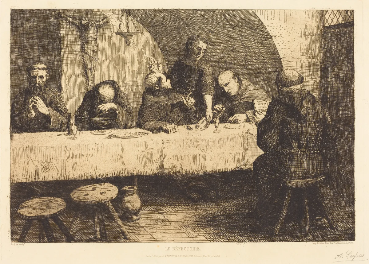 The Refectory (Le refectoire) by Alphonse Legros, print, 1837-1911
