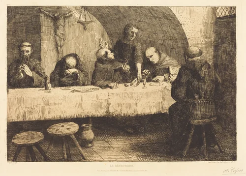 The Refectory (Le refectoire) by Alphonse Legros, print, 1837-1911