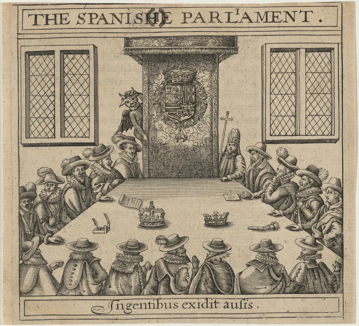 The Spanish Parliament from Vox Populi Eoricum, by Thomas Scott by Crispijn van de Passe I, print, 1624