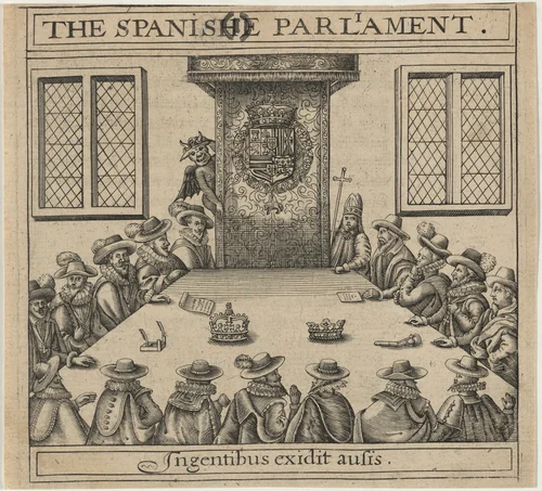 The Spanish Parliament from Vox Populi Eoricum, by Thomas Scott by Crispijn van de Passe I, print, 1624