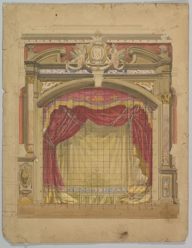 Design for a Stage Set: Casino de St. Etienne by Eugène Cicéri, drawing, 1830-1890