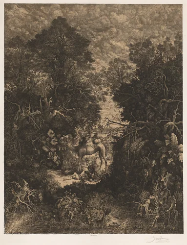 The Good Samaritan by Rodolphe Bresdin, print, 1861