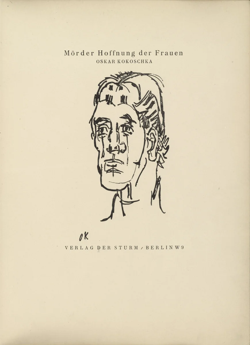 Title page (folio 2) from Mörder, Hoffnung der Frauen (Murderer, Hope of Women) by Oskar Kokoschka, illustrated book, 1916