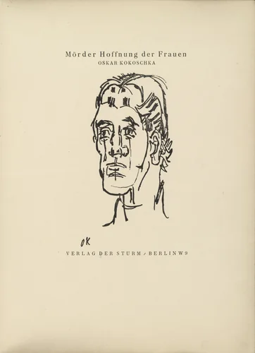 Title page (folio 2) from Mörder, Hoffnung der Frauen (Murderer, Hope of Women) by Oskar Kokoschka, illustrated book, 1916