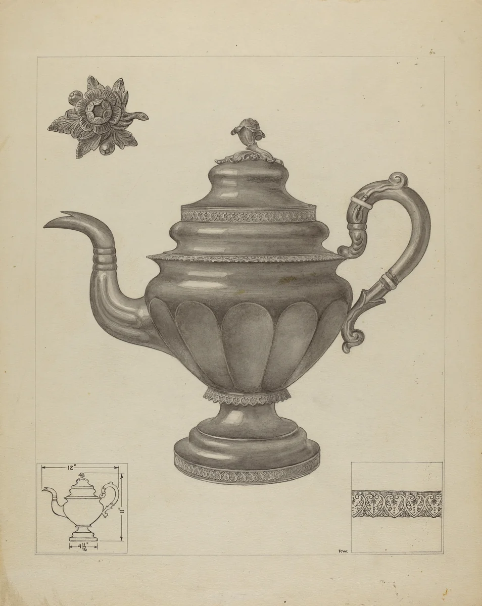 Silver Teapot by Paul Ward, index of american design, 1936