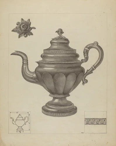 Silver Teapot by Paul Ward, index of american design, 1936
